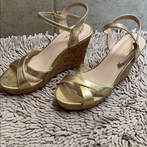 Lulus Gold Wedge Sandals -Size 7